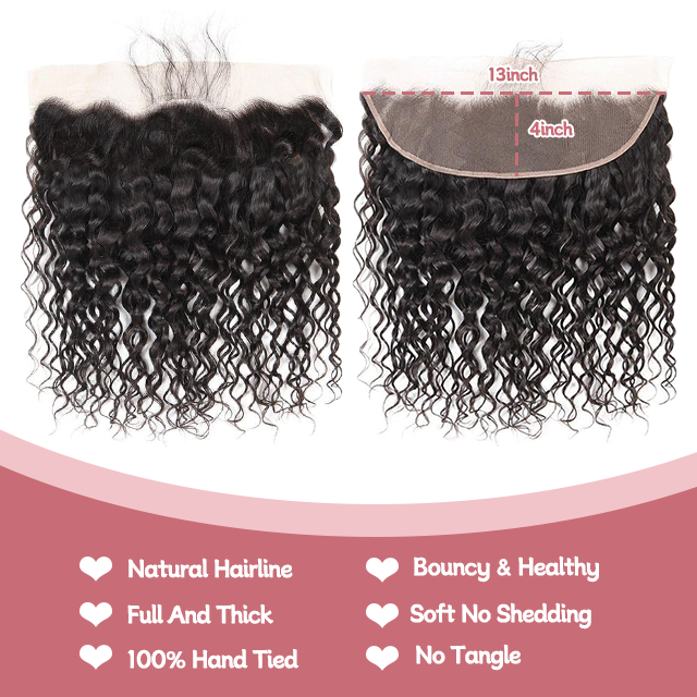 Renda HD gelombang air frontal 13*4 & renda transparan 
