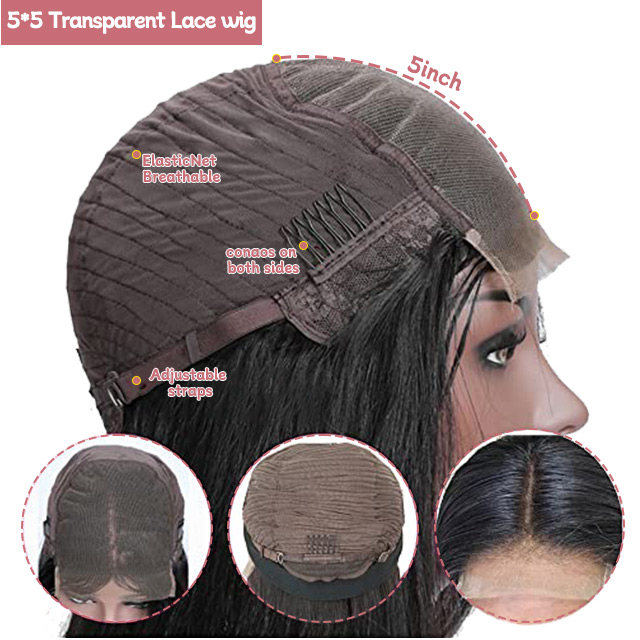 5*5 perucă cu &icirc;nchidere dantelă Body Wave