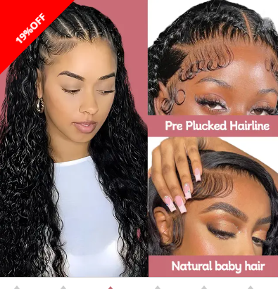 13 X*6 Pelucas de encaje frontal completo con ondas de agua naturales